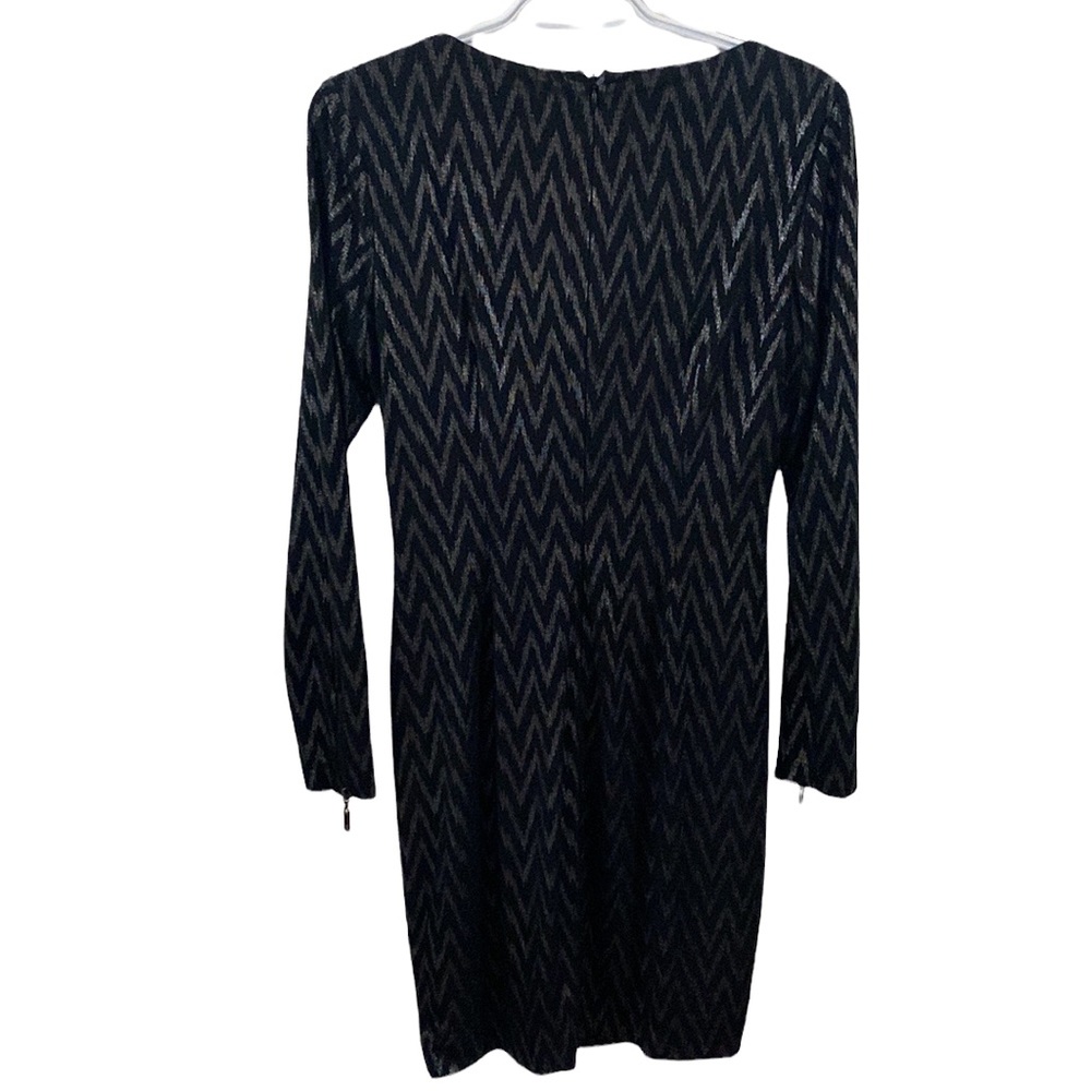 Cache Black Metallized Zigzag Patterned Draped Sh… - image 2